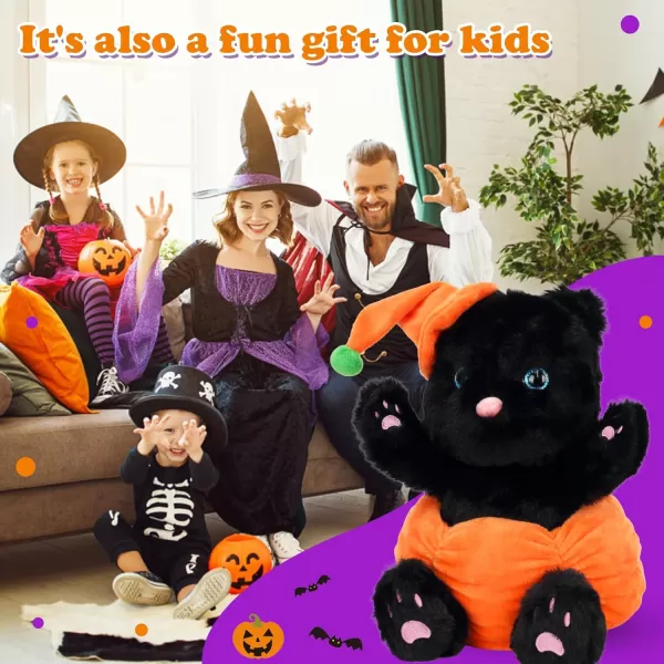 Hopearl Halloween Pumpkin Black Cat Stuffed Animal Kitty in Detachable Pumpkin Plush Toy Festival Gifts for Kids 95Black Cat