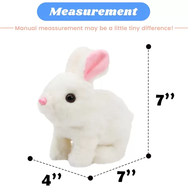 Hopearl Hopping Rabbit Interactive Electronic Pet Plush Bunny Toy with Sounds and Movements Animated Walking Wiggle Ears Twitch Nose Gift for Toddlers Birthday White 7LED Ears BunnyWhite