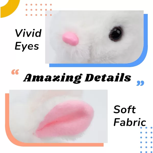 Hopearl Hopping Rabbit Interactive Electronic Pet Plush Bunny Toy with Sounds and Movements Animated Walking Wiggle Ears Twitch Nose Gift for Toddlers Birthday White 7LED Ears BunnyPink