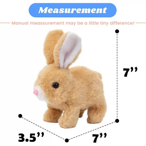 Hopearl Hopping Rabbit Interactive Electronic Pet Plush Bunny Toy with Sounds and Movements Animated Walking Wiggle Ears Twitch Nose Gift for Toddlers Birthday White 7BunnyBrown