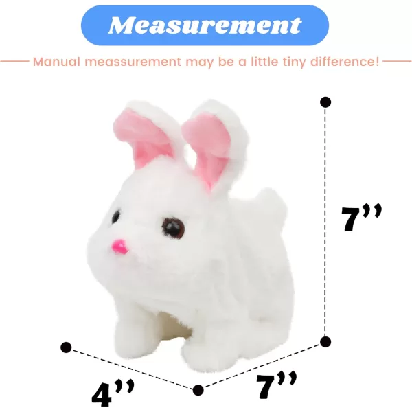 Hopearl Hopping Rabbit Interactive Electronic Pet Plush Bunny Toy with Sounds and Movements Animated Walking Wiggle Ears Twitch Nose Gift for Toddlers Birthday White 7Chubby RabbitWhite