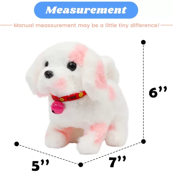 Hopearl Hopping Rabbit Interactive Electronic Pet Plush Bunny Toy with Sounds and Movements Animated Walking Wiggle Ears Twitch Nose Gift for Toddlers Birthday White 7DogPink Point