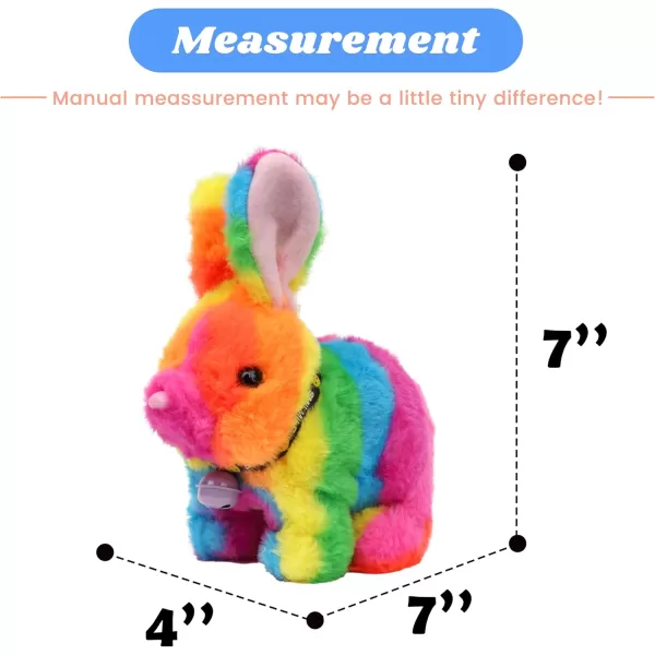 Hopearl Hopping Rabbit Interactive Electronic Pet Plush Bunny Toy with Sounds and Movements Animated Walking Wiggle Ears Twitch Nose Gift for Toddlers Birthday White 7Bell BunnyRainbow