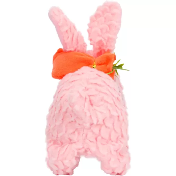 Hopearl Hopping Rabbit Interactive Electronic Pet Plush Bunny Toy with Sounds and Movements Animated Walking Wiggle Ears Twitch Nose Gift for Toddlers Birthday White 7LED Ears Carrot BunnyPink