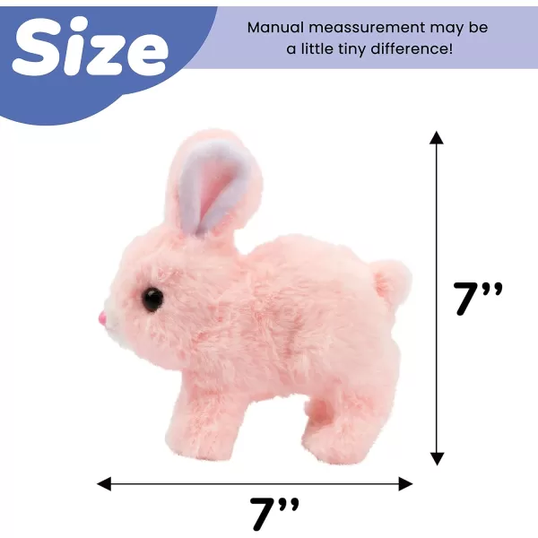 Hopearl Hopping Rabbit Interactive Electronic Pet Plush Bunny Toy with Sounds and Movements Animated Walking Wiggle Ears Twitch Nose Gift for Toddlers Birthday White 7BunnyPink