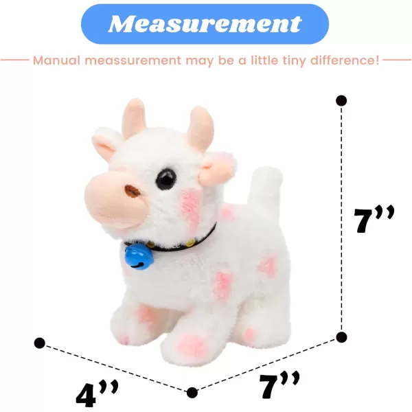 Hopearl Hopping Rabbit Interactive Electronic Pet Plush Bunny Toy with Sounds and Movements Animated Walking Wiggle Ears Twitch Nose Gift for Toddlers Birthday White 7CowPink