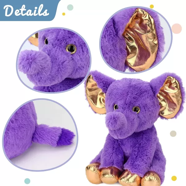 Hopearl Luxury Plush Calf Elephant Toy Floppy Stuffed Animal Ultra Soft Elephish for Boys Girls Kids Toddlers Purple 95