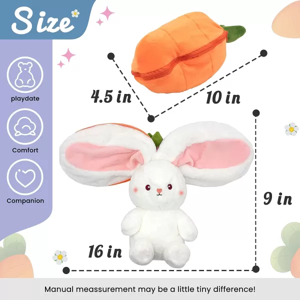 Hopearl Reversible Carrot Floppy Ear Bunny Stuffed Animal with Zipper Adorable Magical Plush Toy Rabbit Soft Squishy Plushie Gifts for Kids Girls Orange 10