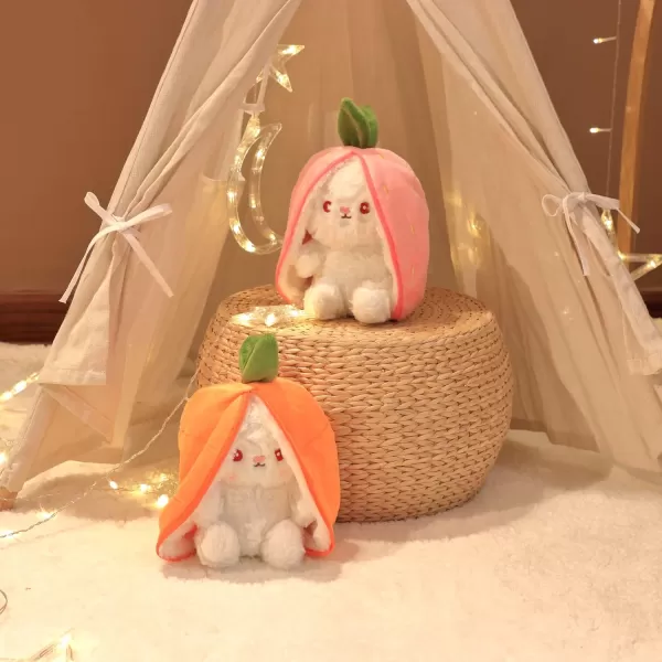 Hopearl Reversible Carrot Floppy Ear Bunny Stuffed Animal with Zipper Adorable Magical Plush Toy Rabbit Soft Squishy Plushie Gifts for Kids Girls Orange 10