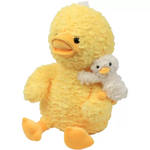 Hopearl Stuffed Animal Duck Mommy and Baby on The Shoulder Soft Plushie Toy for Kids Mom Baby Shower Nursery Dcor Zoo Animals for Toddlers Adorable Stuffed Duckie 14