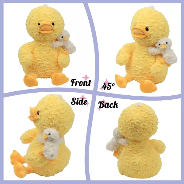 Hopearl Stuffed Animal Duck Mommy and Baby on The Shoulder Soft Plushie Toy for Kids Mom Baby Shower Nursery Dcor Zoo Animals for Toddlers Adorable Stuffed Duckie 14