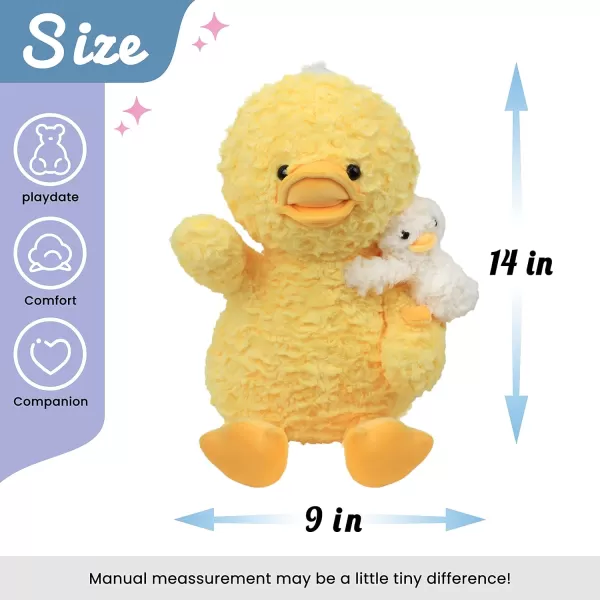 Hopearl Stuffed Animal Duck Mommy and Baby on The Shoulder Soft Plushie Toy for Kids Mom Baby Shower Nursery Dcor Zoo Animals for Toddlers Adorable Stuffed Duckie 14