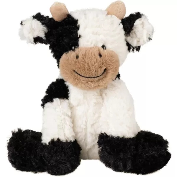 Hopearl Adorable Plush Cow Toy Floppy Dairy Cattle Soft Stuffed Animal Cute Birthday for Boys Girls Kids Toddlers Dark Brown 9Black and White