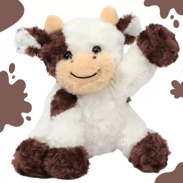 Hopearl Adorable Plush Cow Toy Floppy Dairy Cattle Soft Stuffed Animal Cute Birthday for Boys Girls Kids Toddlers Dark Brown 9Brown