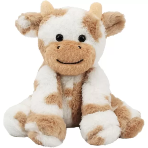 Hopearl Adorable Plush Cow Toy Floppy Dairy Cattle Soft Stuffed Animal Cute Birthday for Boys Girls Kids Toddlers Dark Brown 9Light Brown