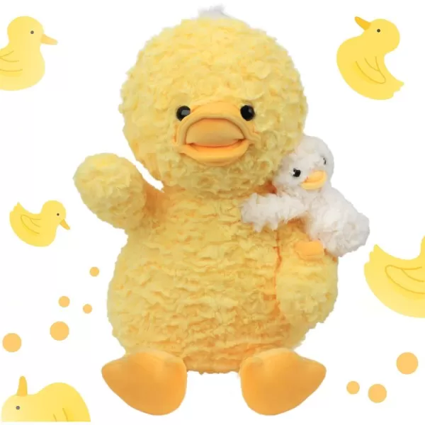 Hopearl Stuffed Animal Duck Mommy and Baby on The Shoulder Soft Plushie Toy for Kids Mom Baby Shower Nursery Dcor Zoo Animals for Toddlers Adorable Stuffed Duckie 14