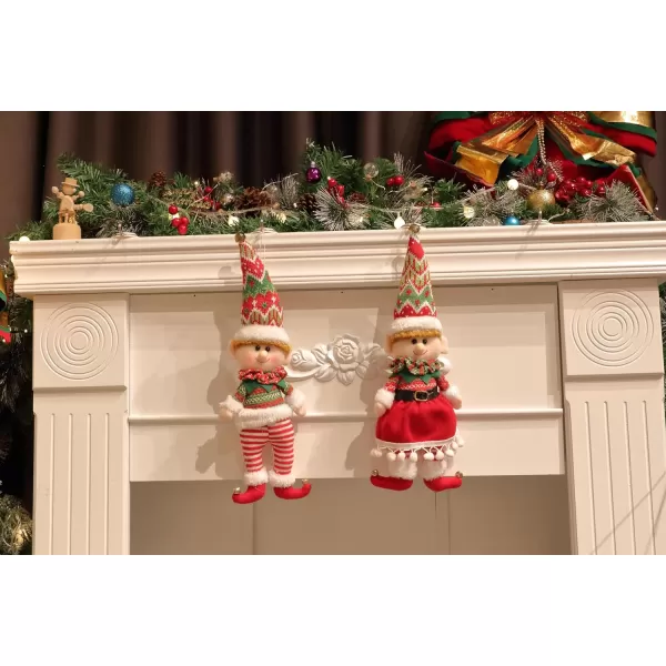 Hopearl Elf Soft Plush Christmas Stuffed Toys for Holiday Plush Characters Fun Decorations and Toys for Kids Christmas Party Favors Holiday Decor Golden amp Red CoupleGreen amp Red Couple