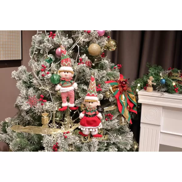 Hopearl Elf Soft Plush Christmas Stuffed Toys for Holiday Plush Characters Fun Decorations and Toys for Kids Christmas Party Favors Holiday Decor Golden amp Red CoupleGreen amp Red Couple