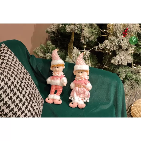 Hopearl Elf Soft Plush Christmas Stuffed Toys for Holiday Plush Characters Fun Decorations and Toys for Kids Christmas Party Favors Holiday Decor Golden amp Red CouplePink Couple