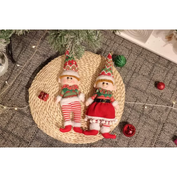 Hopearl Elf Soft Plush Christmas Stuffed Toys for Holiday Plush Characters Fun Decorations and Toys for Kids Christmas Party Favors Holiday Decor Golden amp Red CoupleGreen amp Red Couple