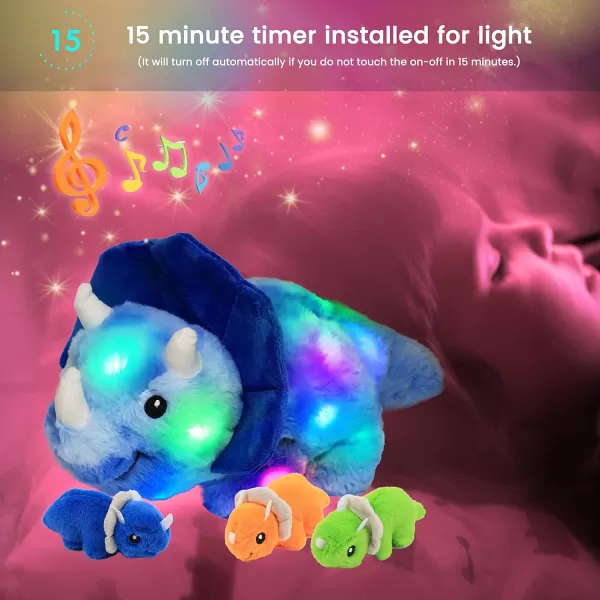 Hopearl LED Plush Unicorn Lighting Up Stuffed Mommy Unicorn with 3 Baby Unicorns in her Tummy Stuffed Animal Playset Night Lights Glow in The Dark for Mom Toddler Girls Rainbow 1904 Triceratops