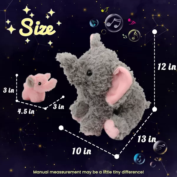 Hopearl LED Plush Unicorn Lighting Up Stuffed Mommy Unicorn with 3 Baby Unicorns in her Tummy Stuffed Animal Playset Night Lights Glow in The Dark for Mom Toddler Girls Rainbow 1906 Elephant