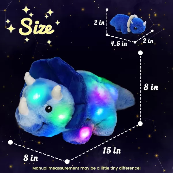 Hopearl LED Plush Unicorn Lighting Up Stuffed Mommy Unicorn with 3 Baby Unicorns in her Tummy Stuffed Animal Playset Night Lights Glow in The Dark for Mom Toddler Girls Rainbow 1904 Triceratops