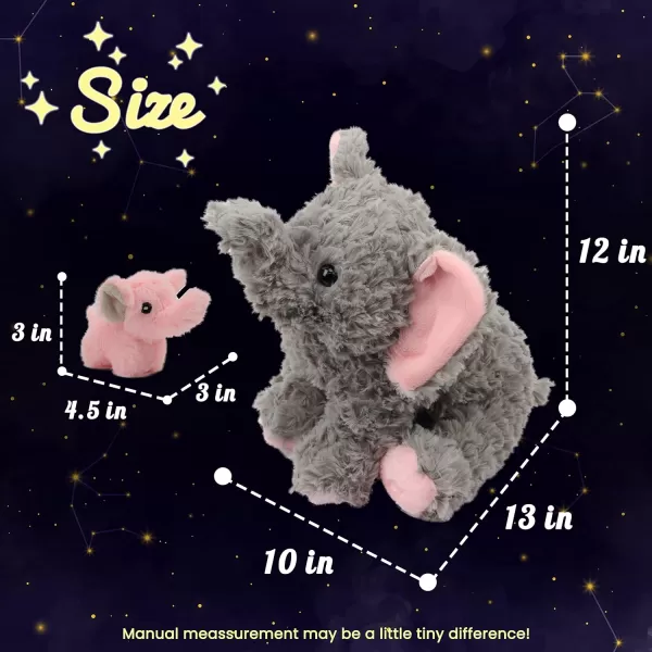 Hopearl LED Plush Unicorn Lighting Up Stuffed Mommy Unicorn with 3 Baby Unicorns in her Tummy Stuffed Animal Playset Night Lights Glow in The Dark for Mom Toddler Girls Rainbow 1906 Elephant