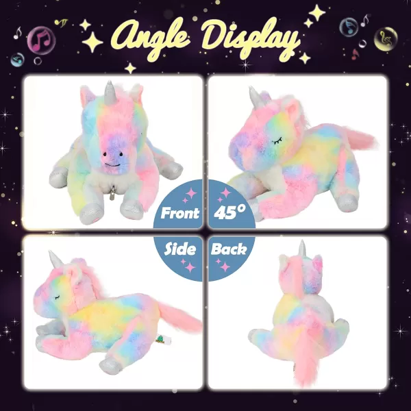 Hopearl LED Plush Unicorn Lighting Up Stuffed Mommy Unicorn with 3 Baby Unicorns in her Tummy Stuffed Animal Playset Night Lights Glow in The Dark for Mom Toddler Girls Rainbow 1902 Unicorn