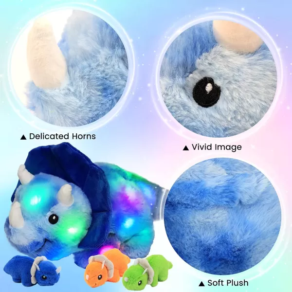 Hopearl LED Plush Unicorn Lighting Up Stuffed Mommy Unicorn with 3 Baby Unicorns in her Tummy Stuffed Animal Playset Night Lights Glow in The Dark for Mom Toddler Girls Rainbow 1904 Triceratops