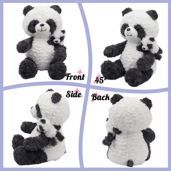 Hopearl Stuffed Animal Panda Mommy and Baby on The Shoulder Soft Plushie Toy for Kids Mom Baby Shower Nursery Dcor Zoo Animals for Toddlers Adorable Stuffed Pandas 125