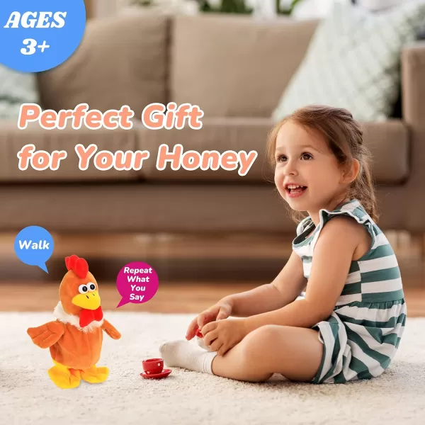 Hopearl Talking Chicken Repeats What You Say Walking Chick Electric Interactive Animated Toy Speaking Plush Buddy Gifts for Toddlers Birthday 9