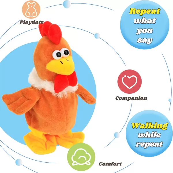 Hopearl Talking Chicken Repeats What You Say Walking Chick Electric Interactive Animated Toy Speaking Plush Buddy Gifts for Toddlers Birthday 9