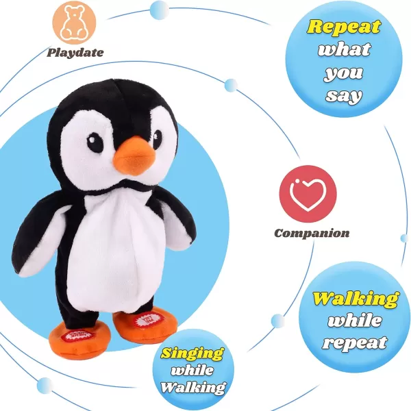 Hopearl Talking Singing Penguin Repeats What You Say Walking Electric Interactive Animated Toy Speaking Plush Buddy Gifts for Toddlers 75