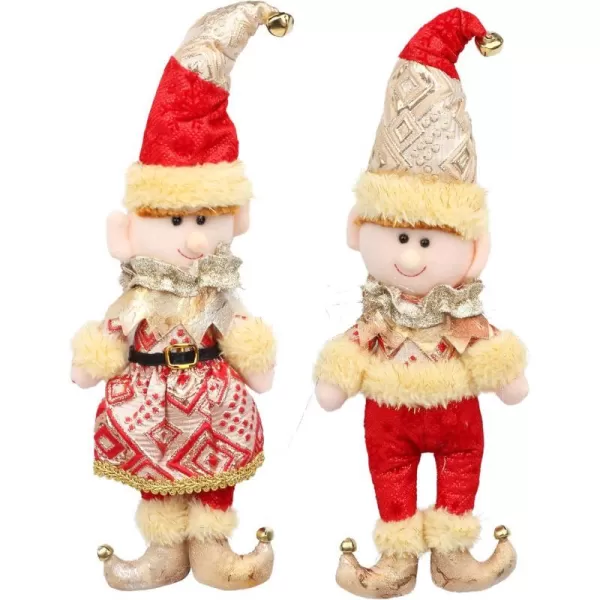 Hopearl Elf Soft Plush Christmas Stuffed Toys for Holiday Plush Characters Fun Decorations and Toys for Kids Christmas Party Favors Holiday Decor Golden amp Red CoupleGolden amp Red Couple