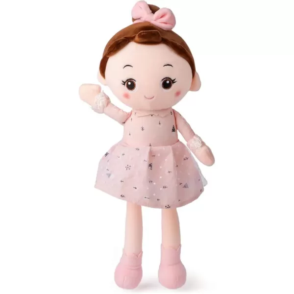 Hopearl Stuffed Doll for Girl Soft Plush Snuggle Play Toy Sleeping ampamp Cuddle Buddy in Dress Birthday Festival Baby Doll Pink 18