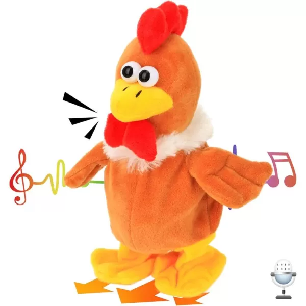 Hopearl Talking Chicken Repeats What You Say Walking Chick Electric Interactive Animated Toy Speaking Plush Buddy Gifts for Toddlers Birthday 9