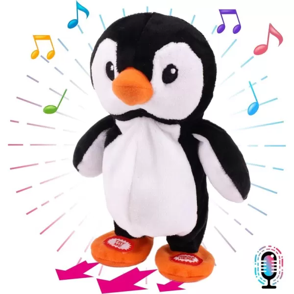 Hopearl Talking Singing Penguin Repeats What You Say Walking Electric Interactive Animated Toy Speaking Plush Buddy Gifts for Toddlers 75