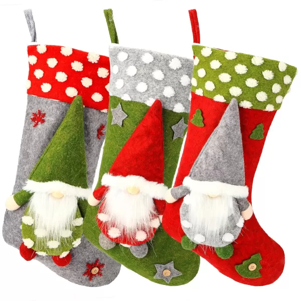 Hopearl 20Christmas Gnome Stockings 3 Pcs Large Swedish Tomte Nisse Holders Gift Bags for Kids Holiday Fireplace Hanging Xmas Party DecorationsHopearl 20Christmas Gnome Stockings 3 Pcs Large Swedish Tomte Nisse Holders Gift Bags for Kids Holiday Fireplace Hanging Xmas Party Decorations