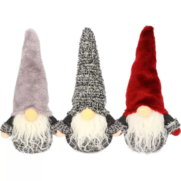 Hopearl 3 Pcs Christmas Gnome Figurines Plush Swedish Tomte Nisse Handmade Elf Santa Claus Home Desktop Collectible Doll Stuffed Decor Holiday Party Supplies Table Ornament 11Style 07