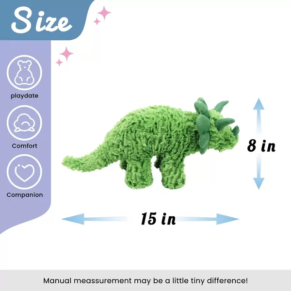 Hopearl Adorable Plush Frog Toy Floppy Ultra Soft Stuffed Animal for Boys Girls Kids Toddlers Green 1507 Green Triceratops