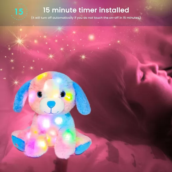 Hopearl Colorful LED Plush Puppy Light up Dog Stuffed Animal Floppy Pup Night Lights Glow in The Dark Birthday Festival for Kids Toddler Girls Rainbow 105Hopearl Colorful LED Plush Puppy Light up Dog Stuffed Animal Floppy Pup Night Lights Glow in The Dark Birthday Festival for Kids Toddler Girls Rainbow 105