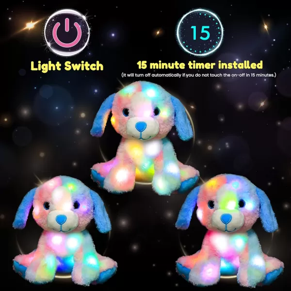 Hopearl Colorful LED Plush Puppy Light up Dog Stuffed Animal Floppy Pup Night Lights Glow in The Dark Birthday Festival for Kids Toddler Girls Rainbow 105Hopearl Colorful LED Plush Puppy Light up Dog Stuffed Animal Floppy Pup Night Lights Glow in The Dark Birthday Festival for Kids Toddler Girls Rainbow 105