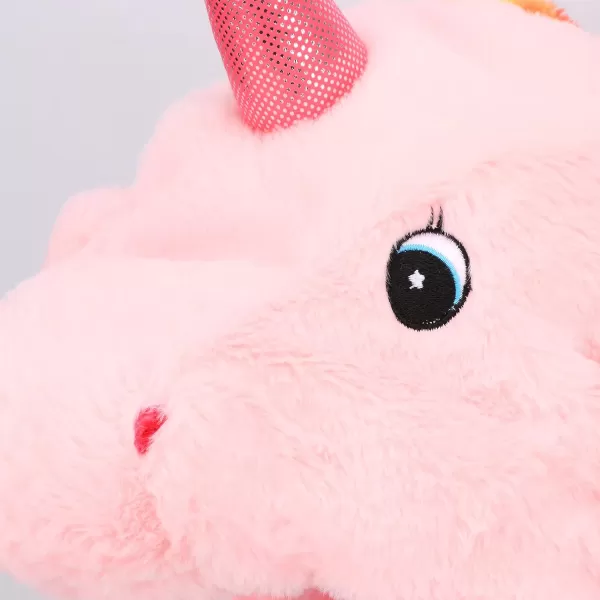 Hopearl Halloween Devil Hat with Ears Moving Jumping Pop Up Beating Ghost Hat Plush Earflaps Holiday Cosplay Costume Dress Up Funny Gift for Kids Boys Girls Black 2218 Pink Unicorn