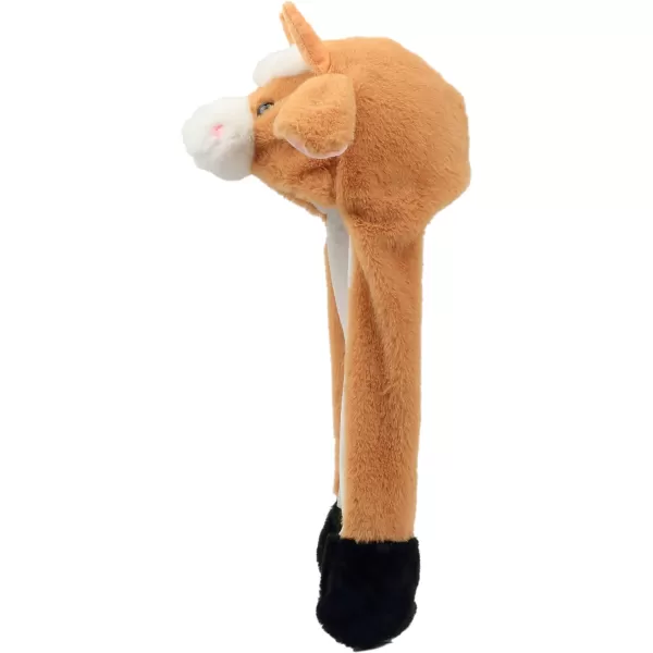 Hopearl Halloween Devil Hat with Ears Moving Jumping Pop Up Beating Ghost Hat Plush Earflaps Holiday Cosplay Costume Dress Up Funny Gift for Kids Boys Girls Black 2205 Brown Cow