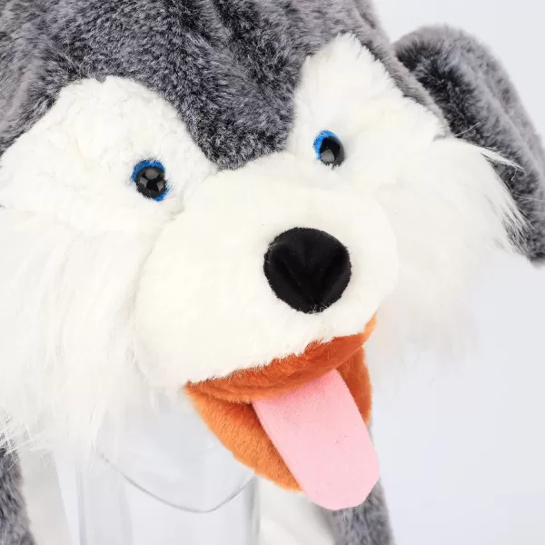Hopearl Halloween Devil Hat with Ears Moving Jumping Pop Up Beating Ghost Hat Plush Earflaps Holiday Cosplay Costume Dress Up Funny Gift for Kids Boys Girls Black 2208 Wolf