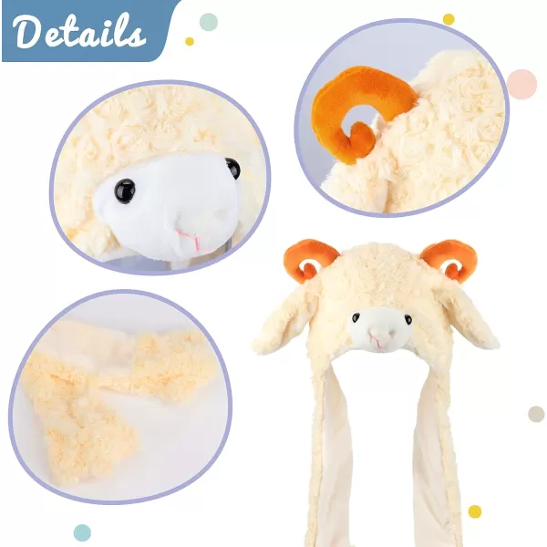 Hopearl Halloween Devil Hat with Ears Moving Jumping Pop Up Beating Ghost Hat Plush Earflaps Holiday Cosplay Costume Dress Up Funny Gift for Kids Boys Girls Black 2214 Lamb