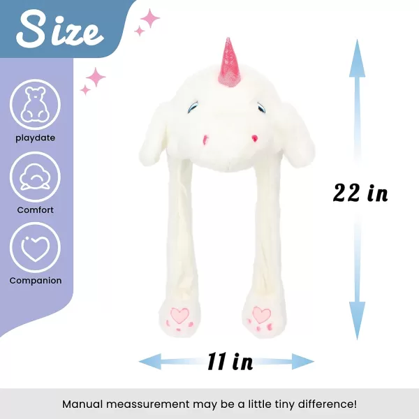 Hopearl Halloween Devil Hat with Ears Moving Jumping Pop Up Beating Ghost Hat Plush Earflaps Holiday Cosplay Costume Dress Up Funny Gift for Kids Boys Girls Black 2222 White Unicorn