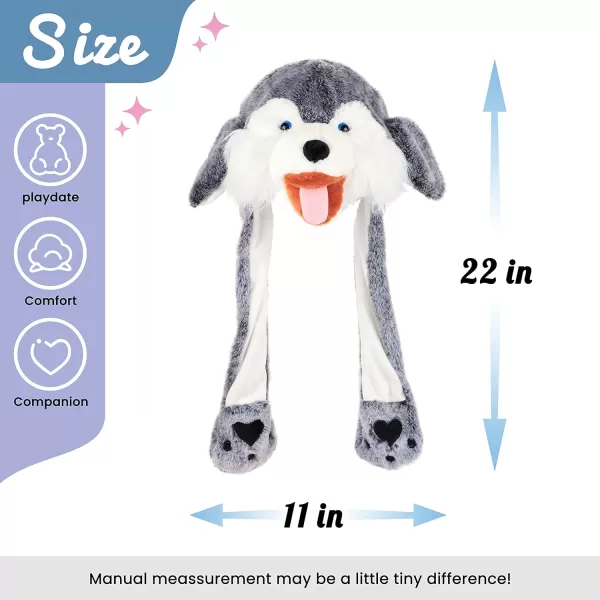 Hopearl Halloween Devil Hat with Ears Moving Jumping Pop Up Beating Ghost Hat Plush Earflaps Holiday Cosplay Costume Dress Up Funny Gift for Kids Boys Girls Black 2208 Wolf