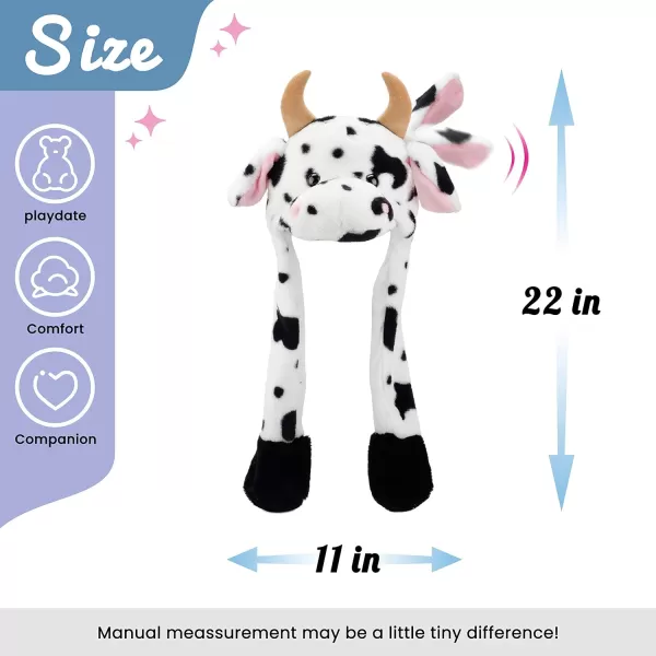 Hopearl Halloween Devil Hat with Ears Moving Jumping Pop Up Beating Ghost Hat Plush Earflaps Holiday Cosplay Costume Dress Up Funny Gift for Kids Boys Girls Black 2204 Cow